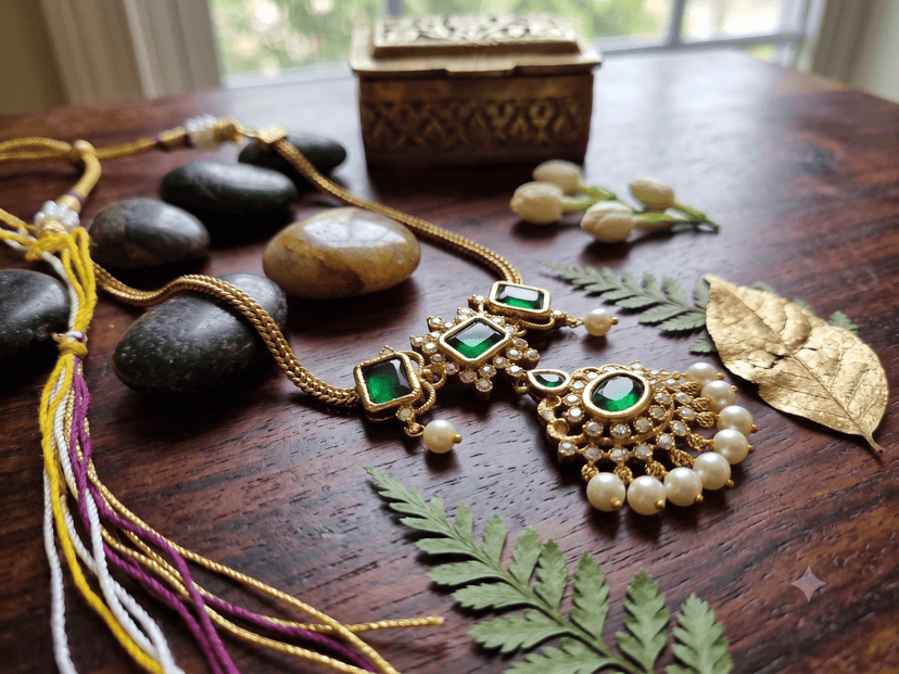 Vellora Jewels Antique Necklace | Heritage Temple Collection | Traditional Dual-Tone Necklace